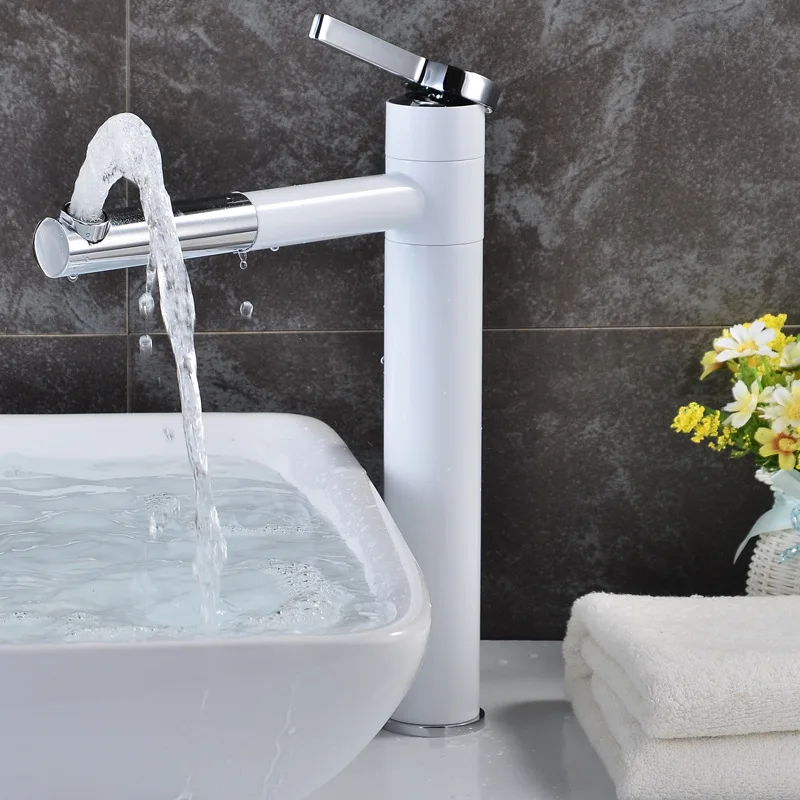 

Bathroom Single Hole Basin Head Upper Basin Cold and Hot Stainless Steel Basin Water Faucet Ceramic White Lead