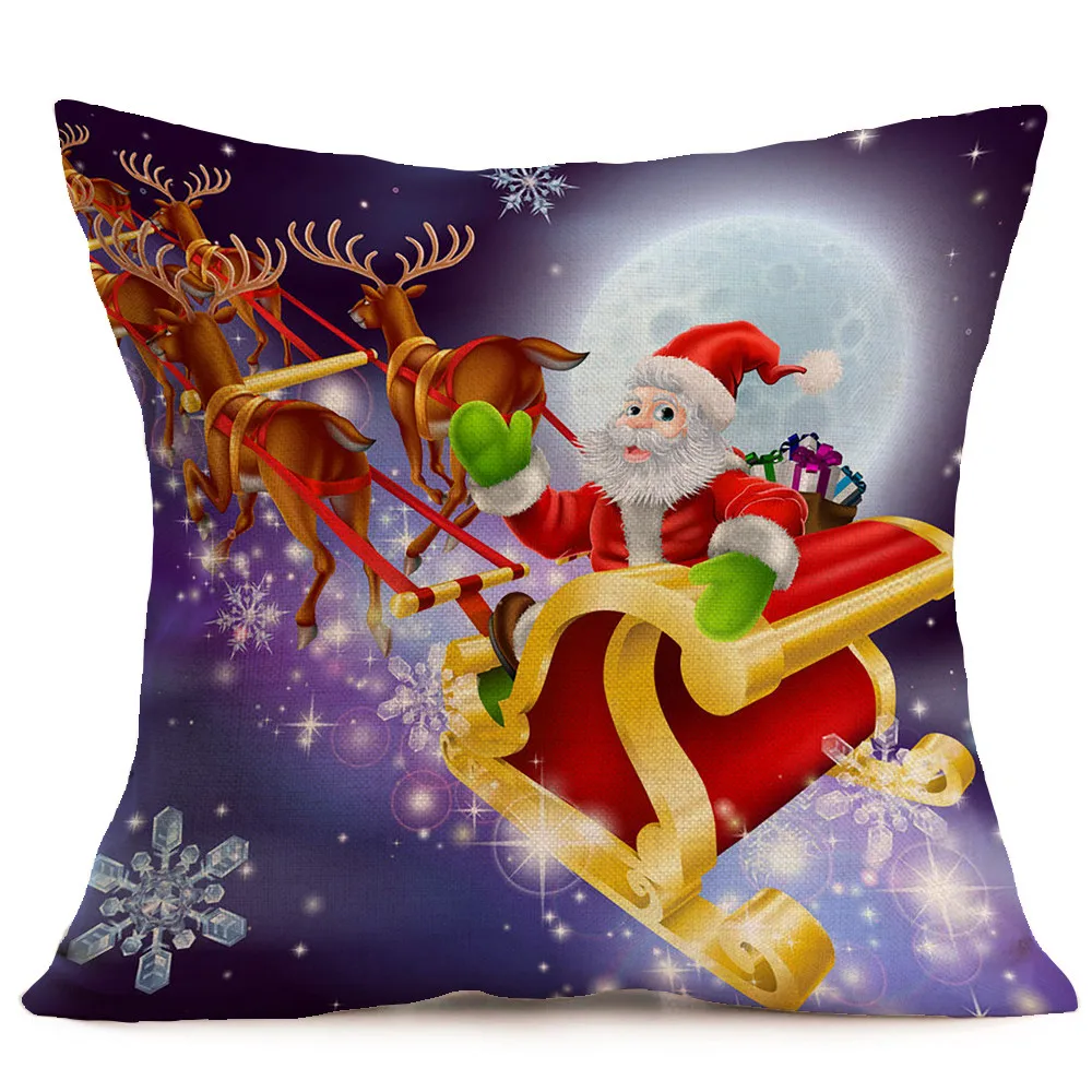 Merry Christmas льняная наволочка для подушки с Санта-Клаусом, чехлы для дивана, украшения для дома, almofadas para, чехлы для диванных подушек
