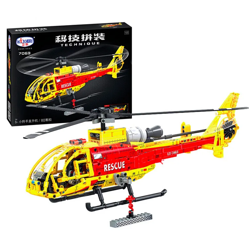 

Technic Plane Rescue Helicopter Model Building Blocks Twin-Rotor Ultralight Compatible Legoings City Toys 9396 Gifts Boys Kids