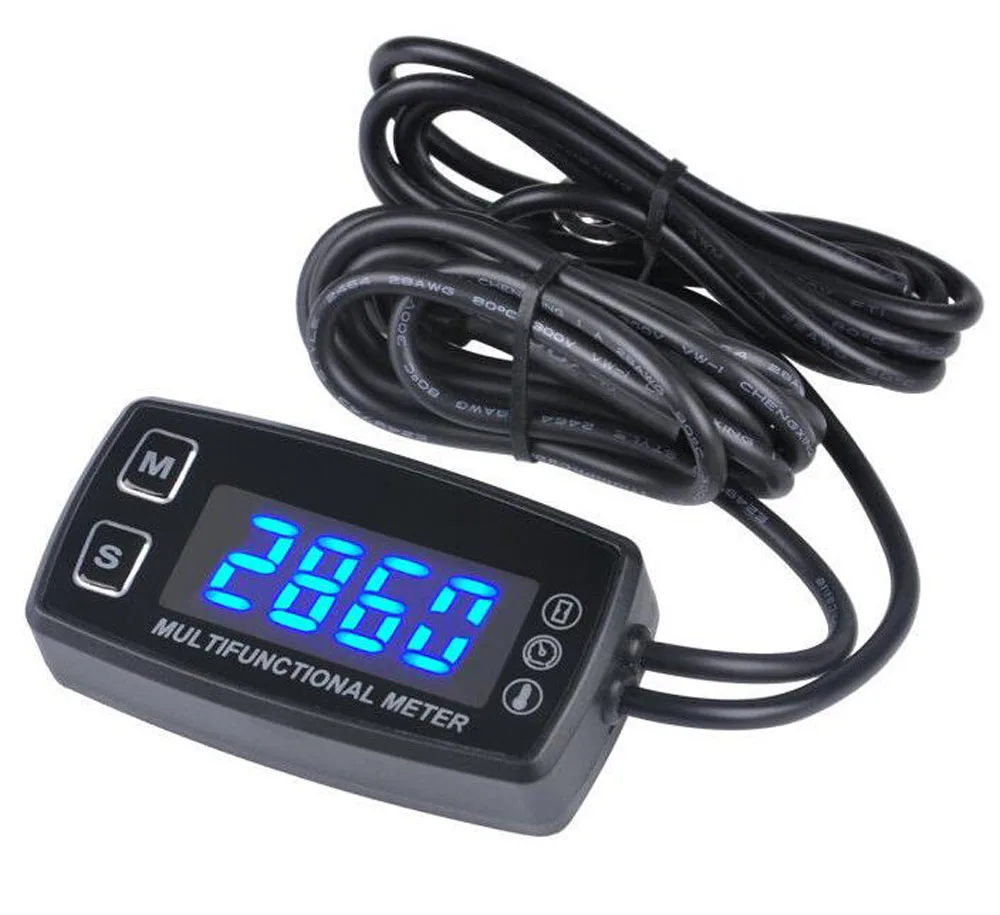 

Waterproof LED Tach/Hour Meter Thermometer Temperature Meter Multifunction Temp Tach/Hour Meter for Gasoline Marine