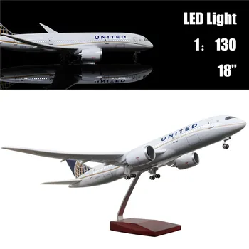 

46CM 1:130 Diecast Airplane Model United AirlinesAirbus B787 with LED Light(Touch or Sound Control) Plane for Decoration or Gift