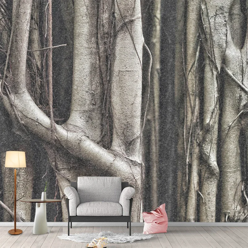 Пользовательские фото обои лесные деревья дерево корни черный белый Скандинавская личность спальня гостиная фон 3D Обои фреска