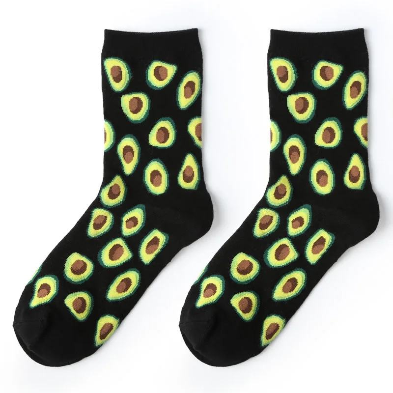 Модные женские носки Харадзюку из хлопка, модные яркие милые носки с авокадо, бананом, Персиком, женские забавные носки с котом - Цвет: 3