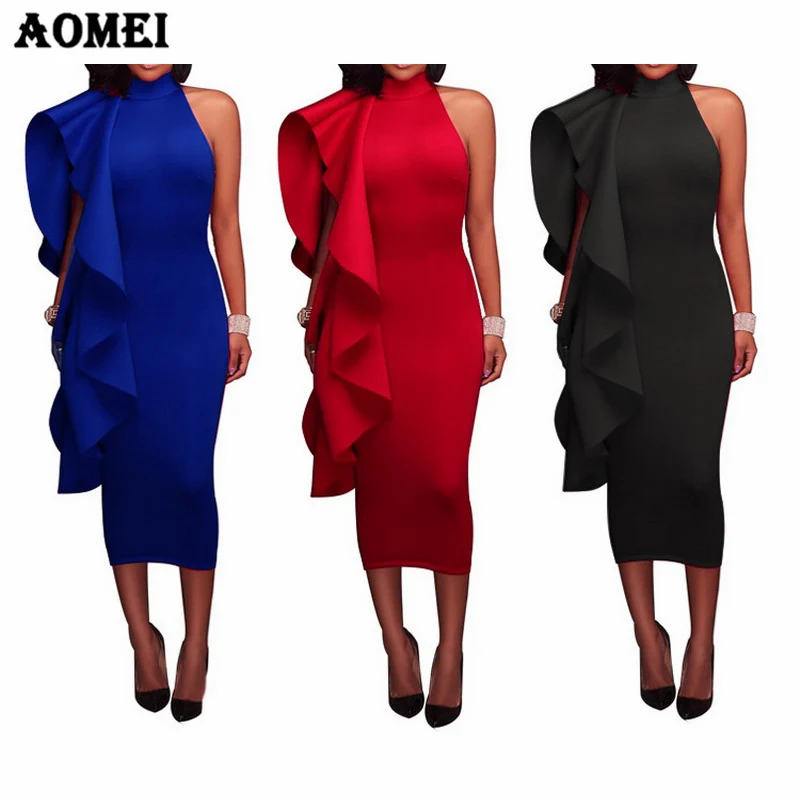 Najtaniej Czerwony sukienka na przyjęcie bożonarodzeniowe dla kobiet elegancki wieczorowa odzież klubowa slim, niebieska czarny seksowny, obcisły Vestido Dinner Date sukienki afrykańskie