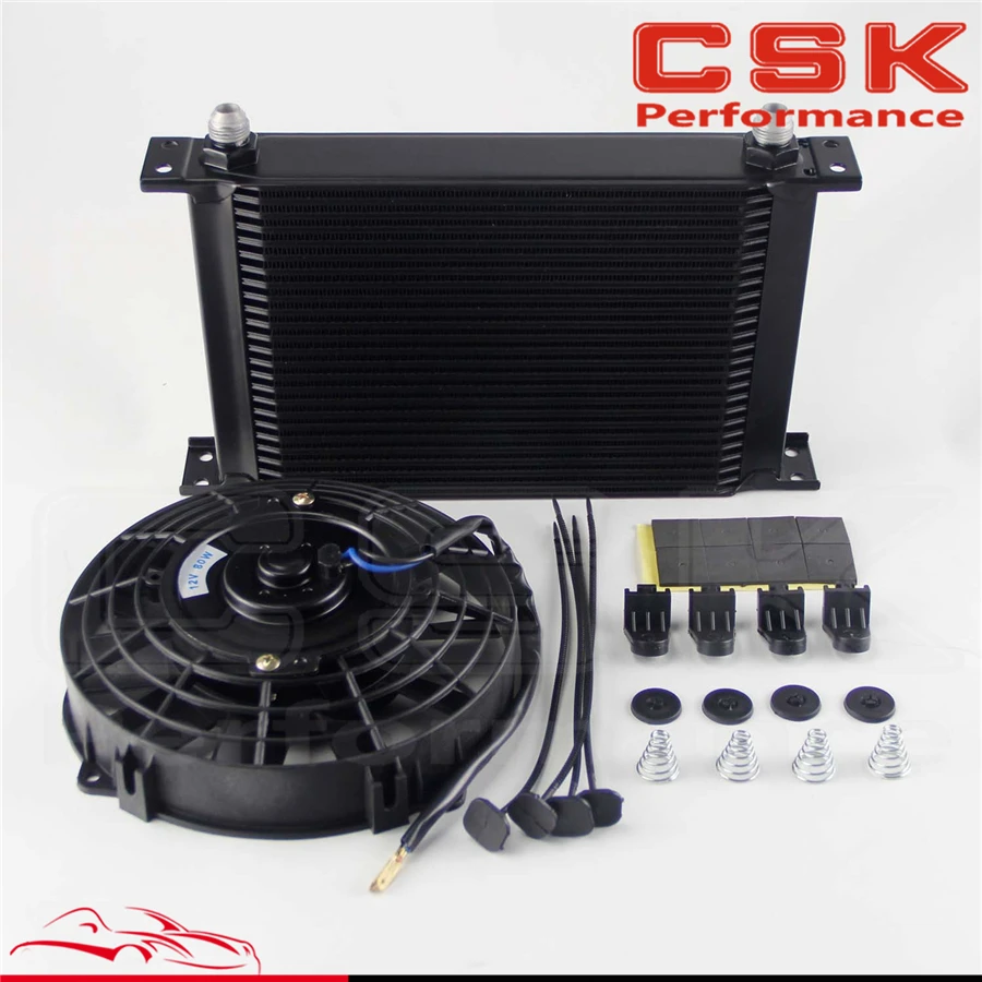 

25 Row AN8 Engine Oil Cooler + 7" Electric Fan Kit Universal Fit