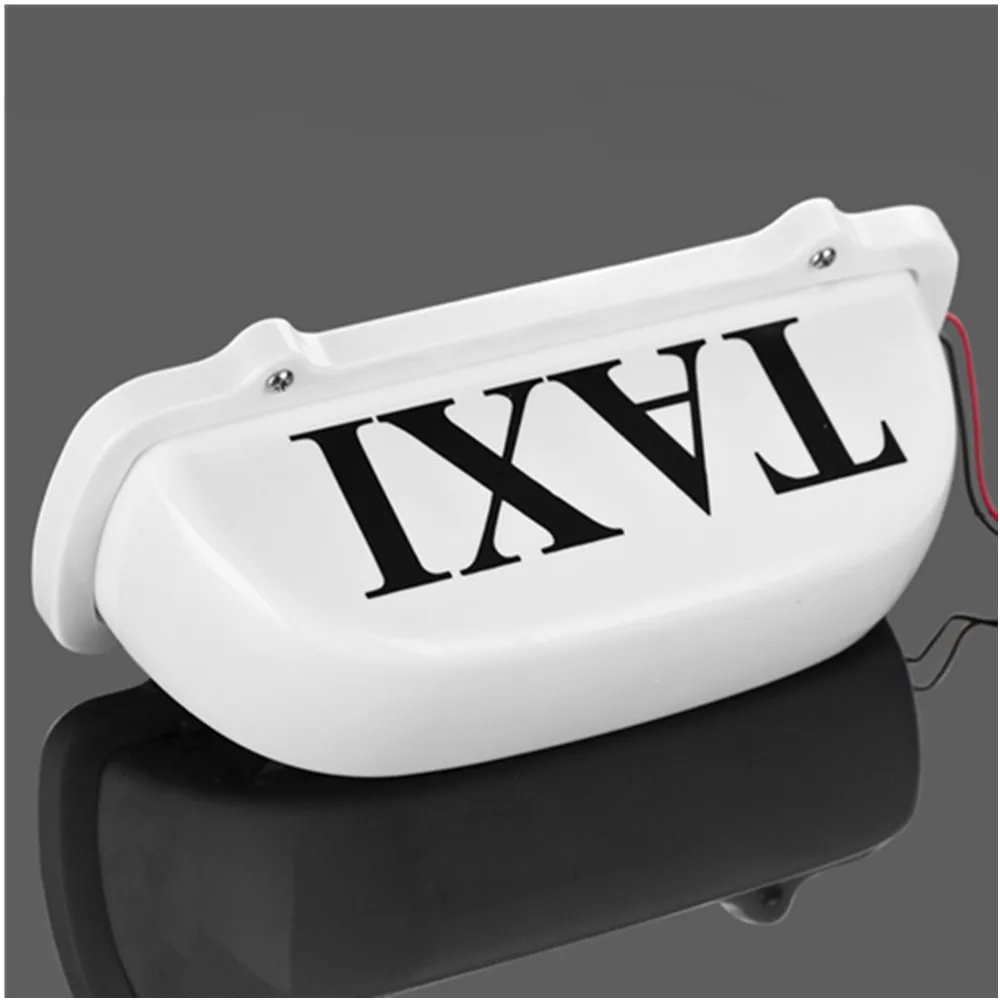Small Waterproof White Taxi Top Light w/ Magnetic Base & 10Ft 12V Power Cable