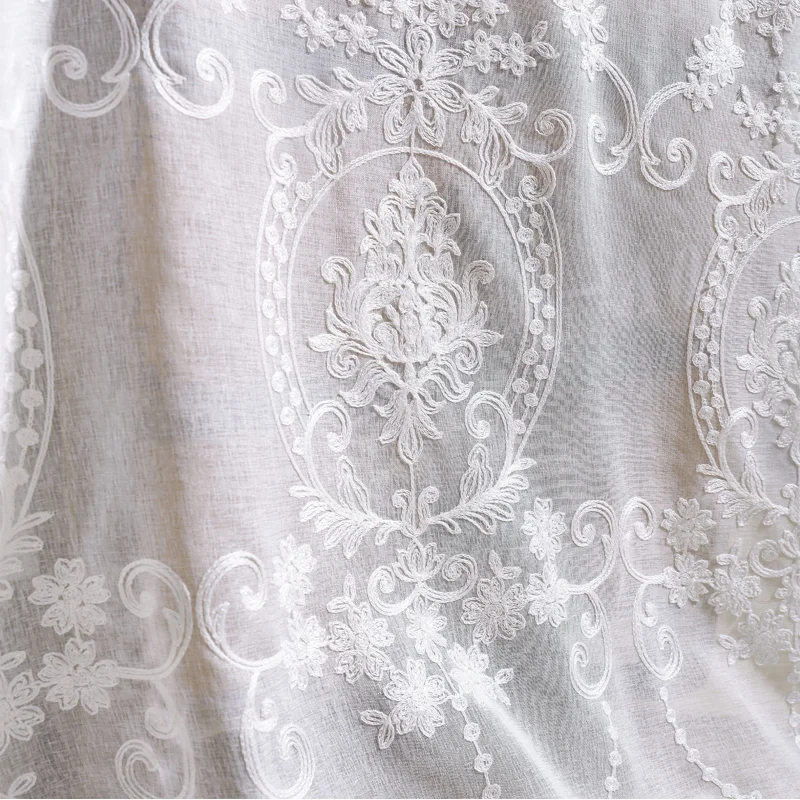 Embroidered White Voile Tulle Sheer Curtains Encryption Curtains Bedroom Window Curtain Living Room Rideaux Voilage