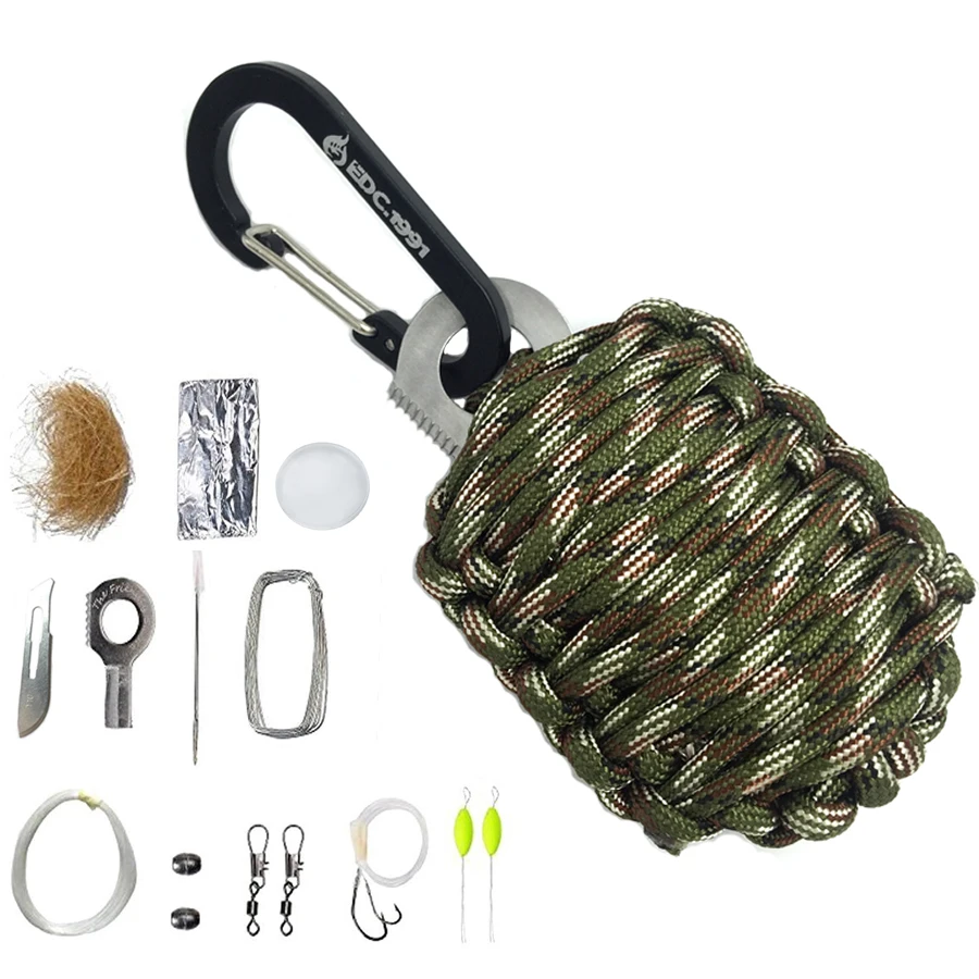 EDC.1991 Outdoor Camping Equipment Survival Kit Paracord 550 magnifier