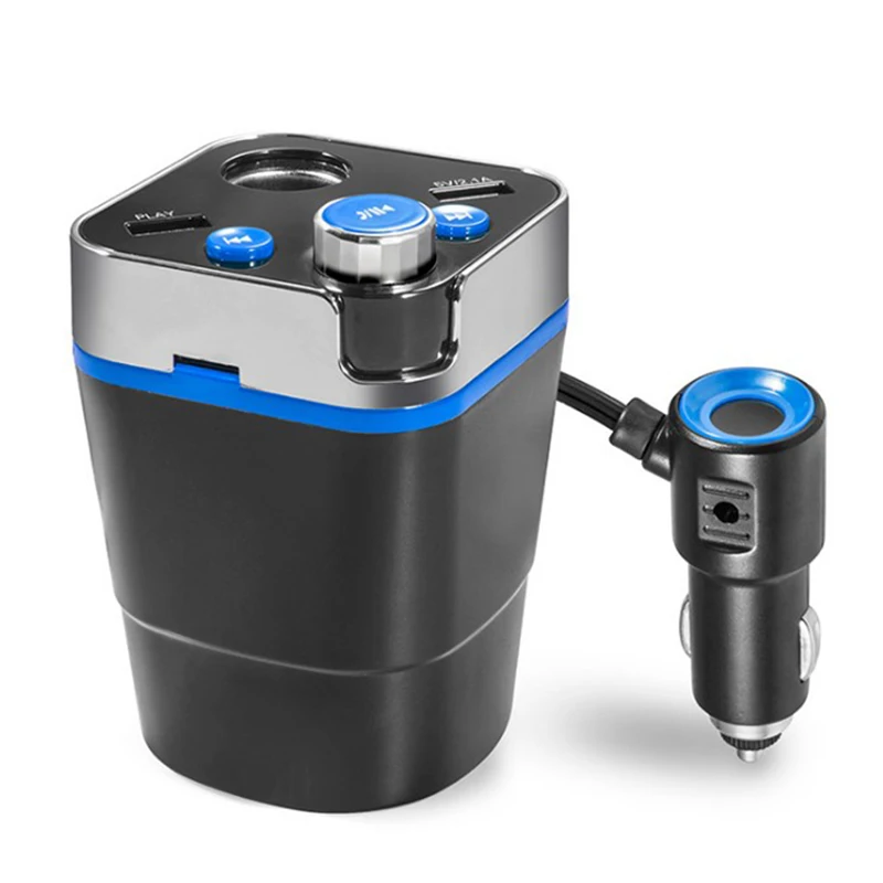 

Car Cigarett Lighter Socket Adapter Bluetooth Car Kit Music Player Modulator Cup Shape Car Charger Dc 12/24V Fm Transmitter