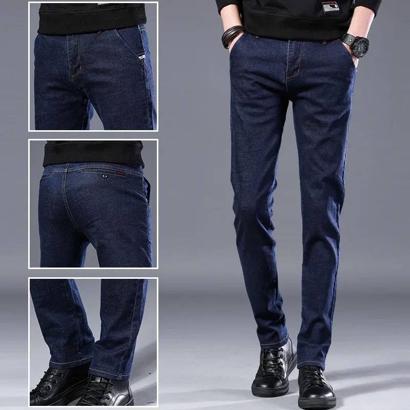 

New Korean Style Men Jeans Slim Skinny Man Biker Jeans with Zippers Designer Stretch Fashion Casual Pants Pencils Trousers