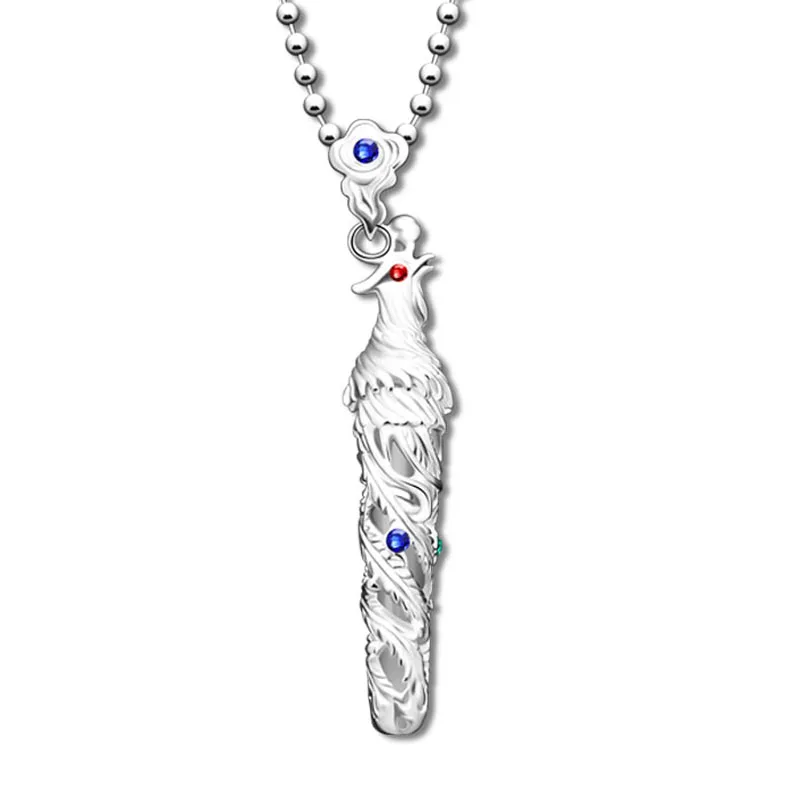 

Fashion Chinese style phoenix pendant.Solid 925 sterling silver necklace women and men Long silver chain .Silver jewelry gift