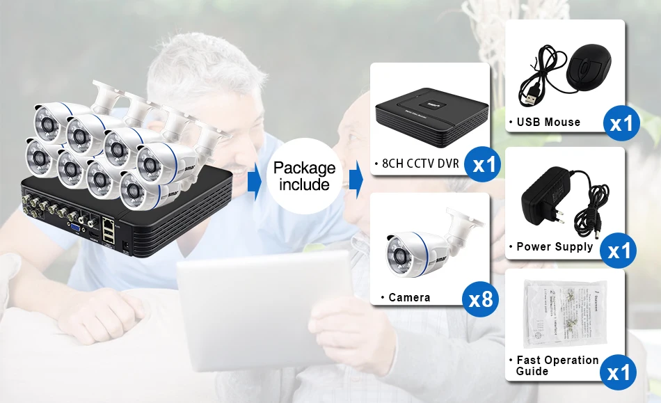 Smar 8CH DVR 720P1080P HDMI CCTV System Video Recorder 8PCS Home Security Waterproof Night Vision Camera Surveillance Kits (2)