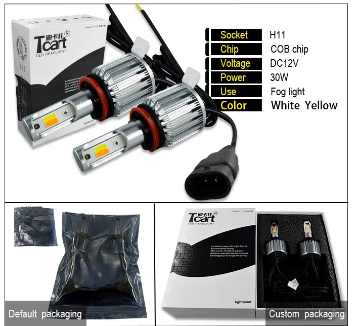 Tcart высокомощный cob чип 2 шт 30 Вт Led H10 6000K противотуманный светильник s для автомобиля белого и желтого цвета поворотники автомобильные автоматические светодиоды светильник