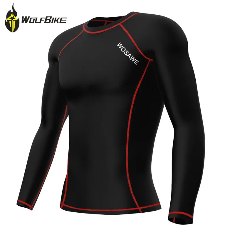 

WOSAWE High Elastic Thermal Cycling Base Layers Long Johns Compression Sport Gym Men Tops Fleece Tight Fitness Clothing