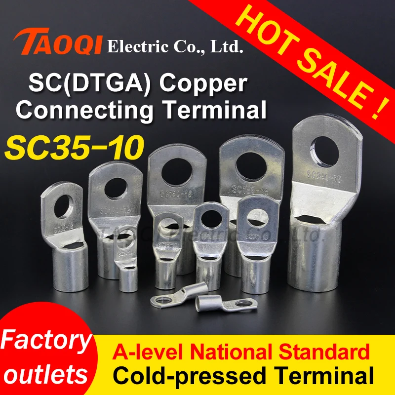 

1piece SC35-10 35mm2 Bolt Hole Tinned Copper Cable lugs Cold-pressed crimp type terminal A level National Standard