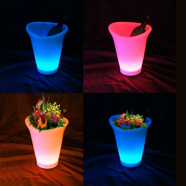 Сверкающие с подсветкой ведро для льда освещающий горшок для растений осветительный цветочный горшок с 24 клавишами дистанционного управления 6 шт./партия