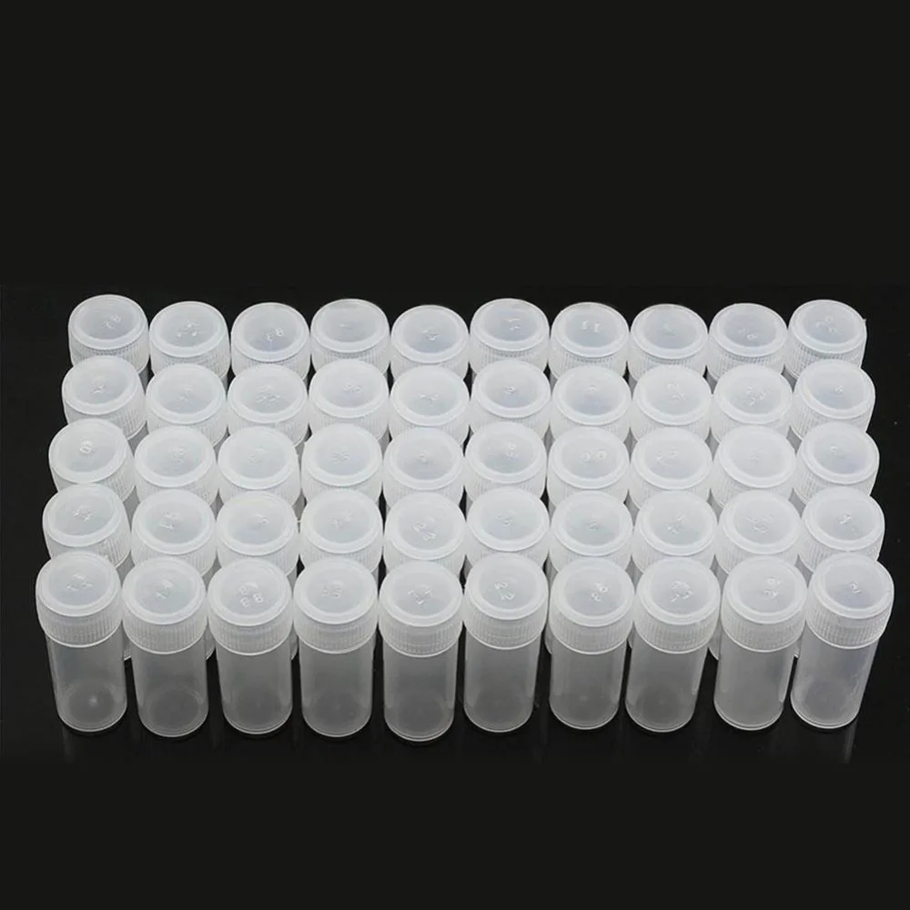 

New White 50Pcs 5g Volume Plastic Sample Bottle 5ML Small Vial Storage Contain