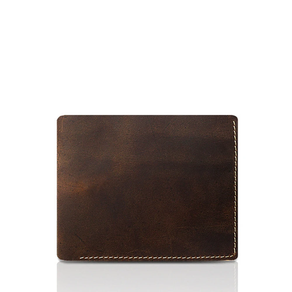 

2018 New Men's Genuine Leather Short Wallet Fashion Vintage Brown/Dark Brown Hand Made Cow Leather Fold Wallets