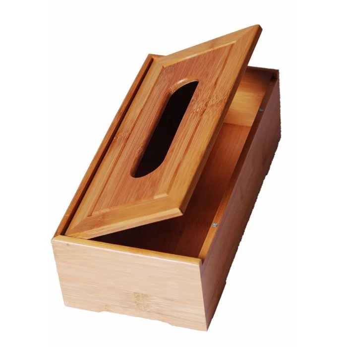 Rustic bamboo tissue box cover wood drawer Quality flip type home 