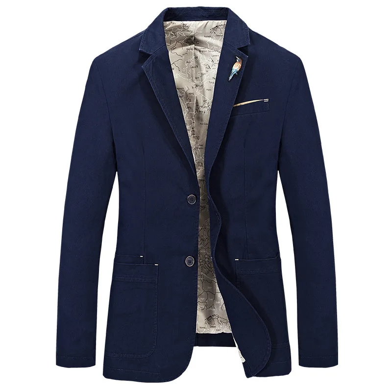Новинка, Мужской Блейзер, пиджак, мужской Модный хлопковый Повседневный пиджак, Мужской Блейзер, брендовый тонкий пиджак, винтажная верхняя одежда, BF66002A - Цвет: Синий
