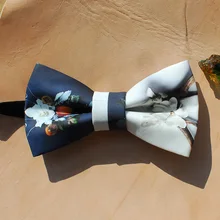 Новая мода мужской Независимый дизайн ручной работы синий и белый Рога лося галстук-бабочка свадебный подарок для жениха Вечерние