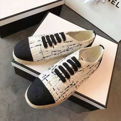 

Shoes women luxury brand 2019 spring new fisherman shoes flat fashion leather lace color matching straw braid women's shoes