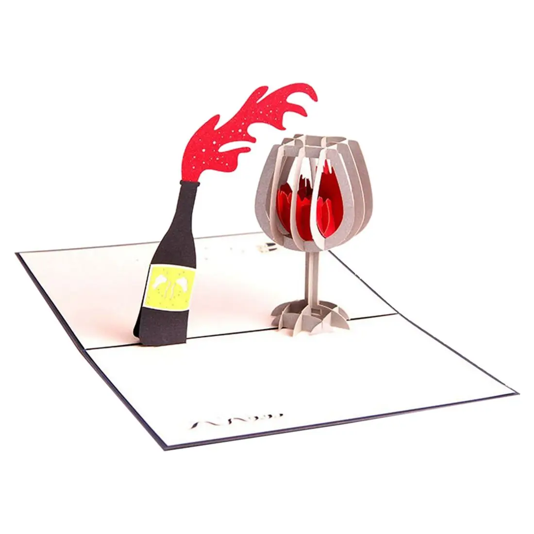 Cards 3D Pop Up Red Wine Thank You Greeting for Every Occasion | Дом и сад