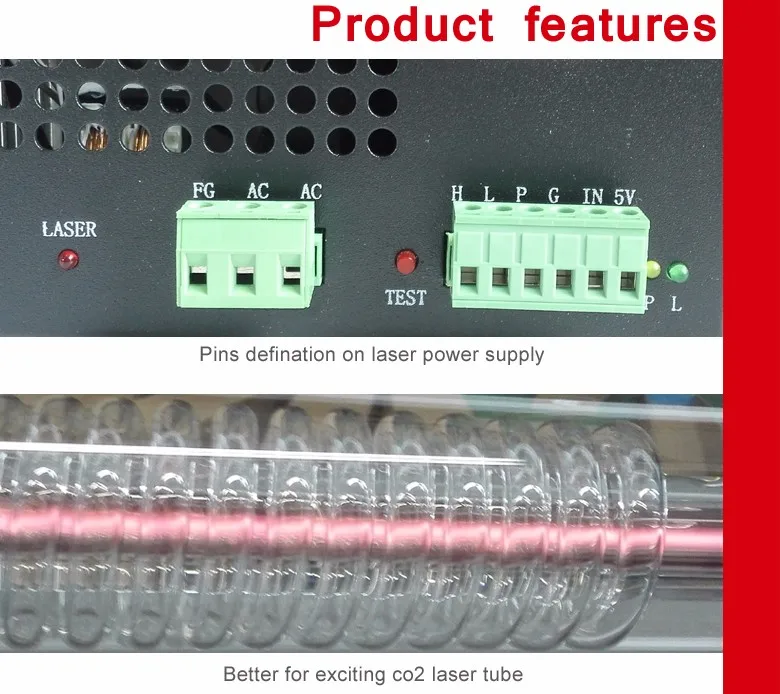 Co2 использования лазерной трубки лазерной Питание 60 Вт