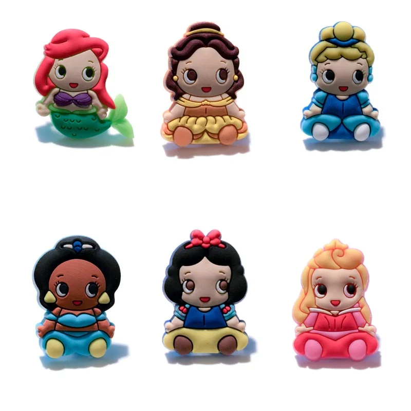 

6Pcs Baby Princess Cartoon PVC Brooches Kids Party Decorations Badges Pins Bags/Clothes Accessories Kids Party Gifts