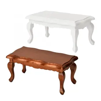 

Miniature Tea Table Mini End Table Toy Retro and Morden Pretend Play Classic Model Furniture for 1:12 Doll House Accessories 2