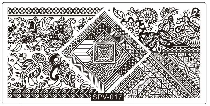1 шт. черный кружевной цветок штамповки пластины-шаблоны различной формы изображения прямоугольный, для нейл-арта штамп пластины маникюрные трафареты инструмент SPV - Цвет: 17