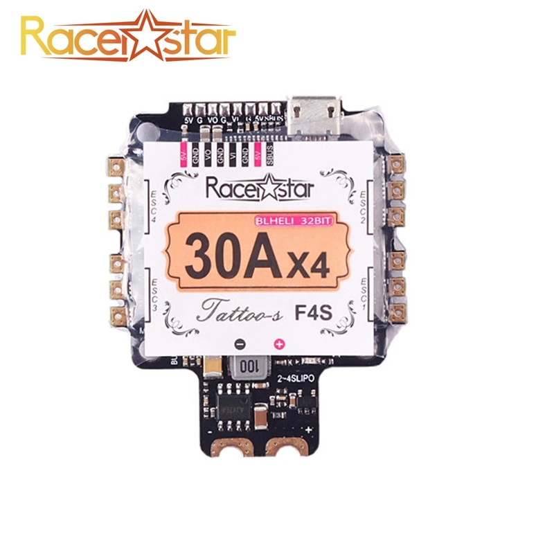 Racerstar TattooF4S 30A BLHELI_32 4в1 ESC 5 в BEC w/F4 Контроллер полета AIO OSD BEC Датчик тока для Радиоуправляемый гонщик гоночный Дрон