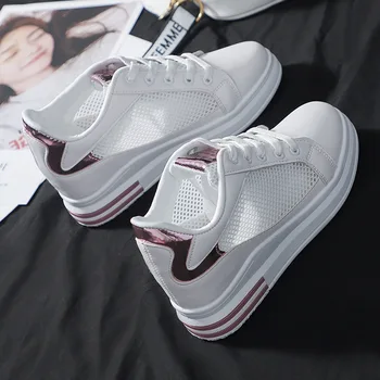 

women Running shoes Fashion Wedge shoes women height increasing women shoes sneakers Breathable hollow shoes women M5-04