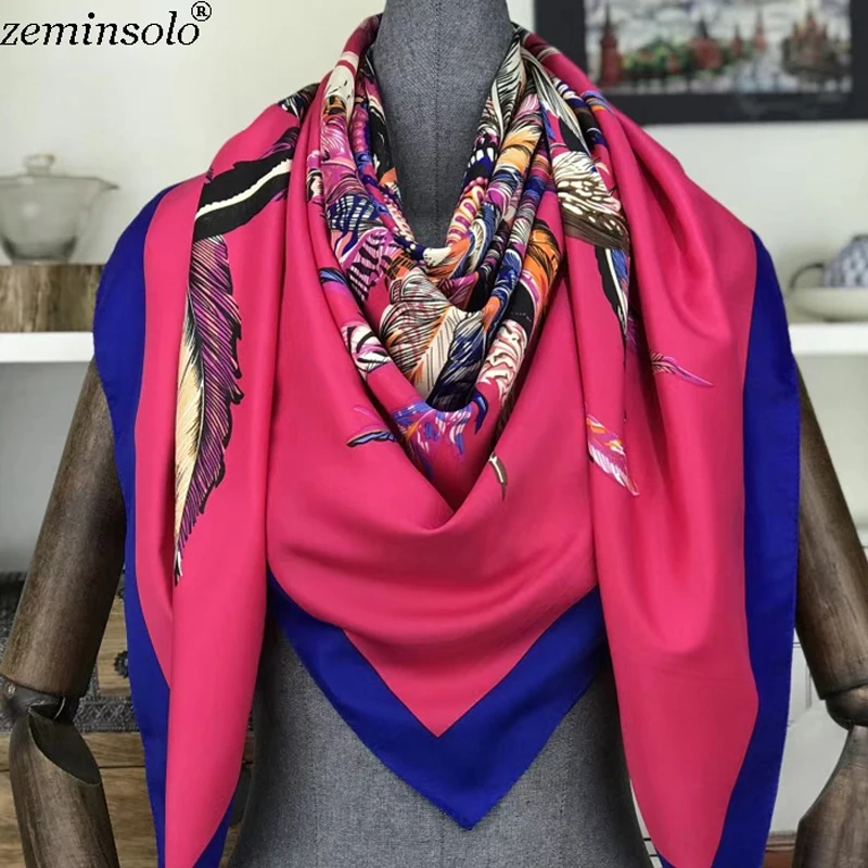 Poncho Silk Scarf Women Luxury Brand Foulard Hijab Square Scarves Fashion Printed Wraps Bandana Large Shawls Stoles 130*130cm