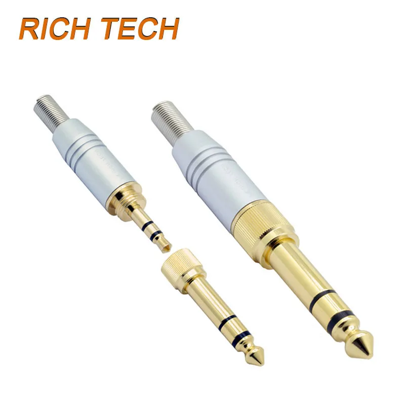 4pcs/lot 3 poles 3.5mm stereo male plug screw in 3.5mm female jack to 3