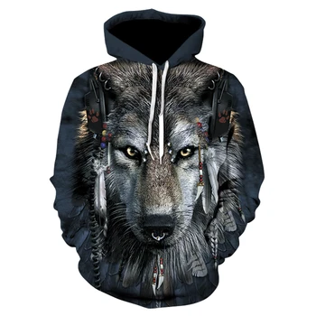 

Men Women Hoodies 3d Punk Wolf Sweatshirts Funny Animal Pattern Pritned Pullover Autumn Winter Hooded Streetwear drop ship