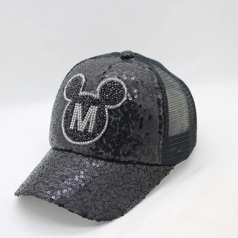 BINGYUANHAOXUAN Бейсбол Кепки SnapBack Шапки для девочек большой ребенок пряжи с блестками и бантом Для детей, на лето сетки козырек от солнца От 3 до 8 лет Bone