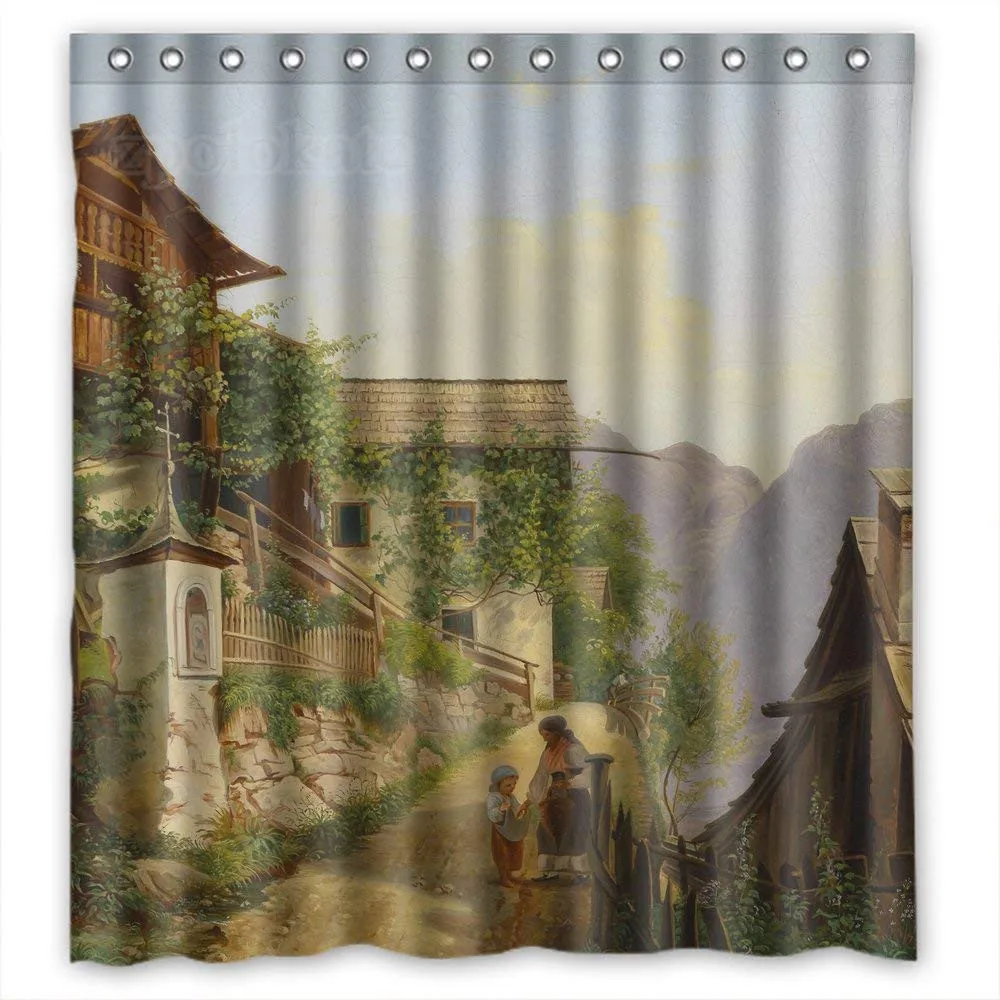 The Beautiful Scenery Landscape Painting Bathroom Curtains Of Polyester Decoration Gift For Husband Artwork Mother Father Artw | Дом и сад