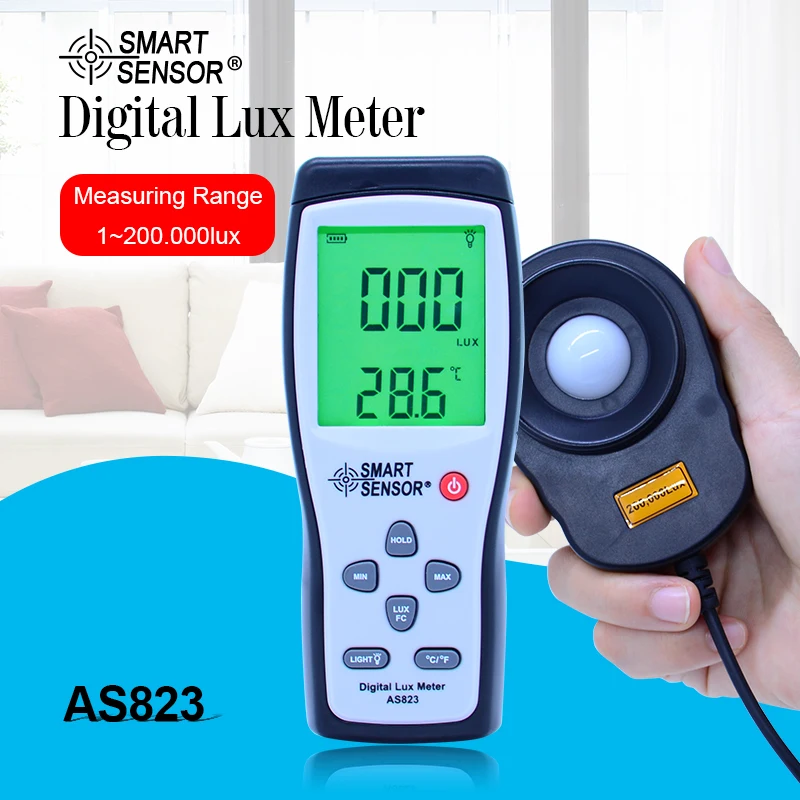 

Digital Illuminance meter AS823 Lux meter light spectrum meter Luminometer luxmeter Spectrometer Light Measurement 200,000lux