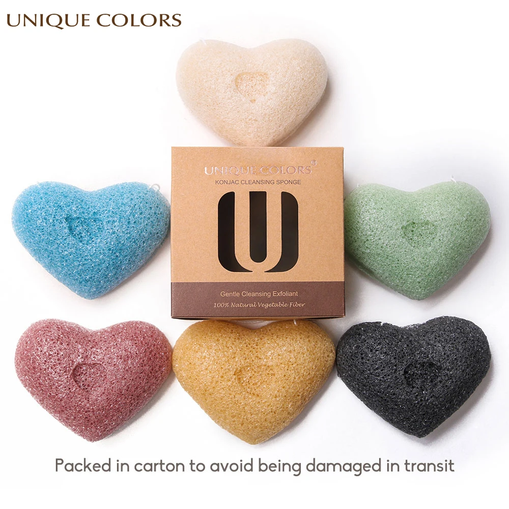 Уникальные цвета натуральная губка Konjac Konnyaku очищающая для лица спонж умывания