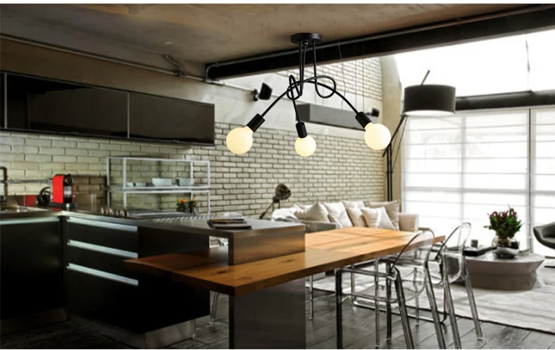 Подвесная люстра изгиб железа деревенский свет сарая винтажные светильники