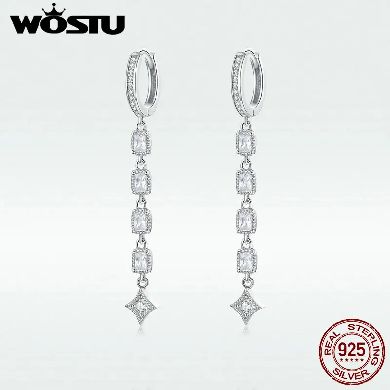 

WOSTU 100% Real 925 Sterling Silver Drop Earrings Hot Sale 2019 Women's Earrings Making Fashion Jewelry DXE583