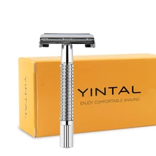 1 Бритва, 10 лезвий, двухсторонняя бритва, безопасная бритва, медь, хром, Классическая Мужская Ручная переносная бритва с бабочкой для путешествий