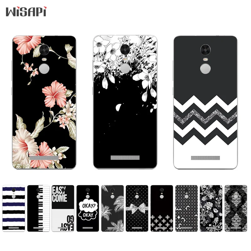 

For Xiaomi Redmi Note 4 4X Silicone Phone Case for Redmi Note3 Back Cover Thin for Hongmi Note2 TPU Shell Black & White Pattern