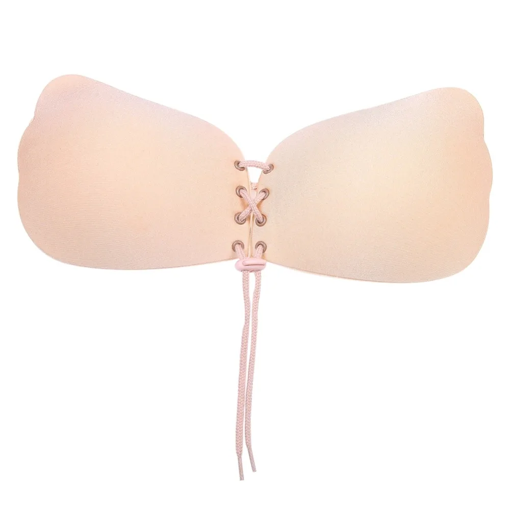 Women Push Up Seamless Strapless Sexy Bra Adhesive Silicone Bust Front