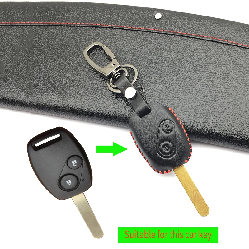 

2017 Exquisite 100% Top layer Leather Skin Car Key Case FOB Cover For Honda Accord Pilot CIVIC JAZZ CR-V 2 Buttons key bag