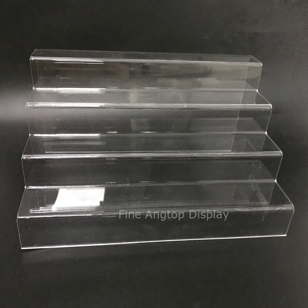 Clear 4 Tier Acrylic Riser Step Display Jewelry Stand Shelf Decoration