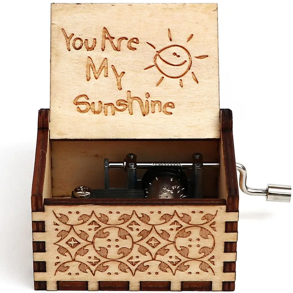 Старинная резная деревянная музыкальная шкатулка для рук You Are My Sunshine с днем рождения, память на свадьбу, Мартовский свадебный подарок, подарок на день рождения