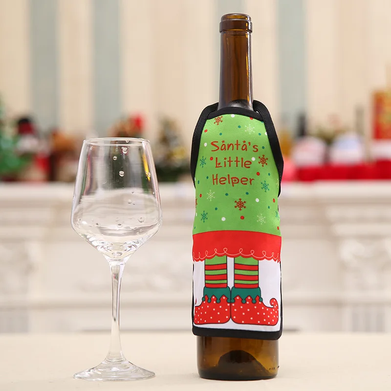 Маленький фартук для бутылки вина, Рождественская сексуальная леди/Рождественская собака/Санта-Клаус, красное вино, бутылка, обертка, праздничная бутылка, одежда, платье - Цвет: B