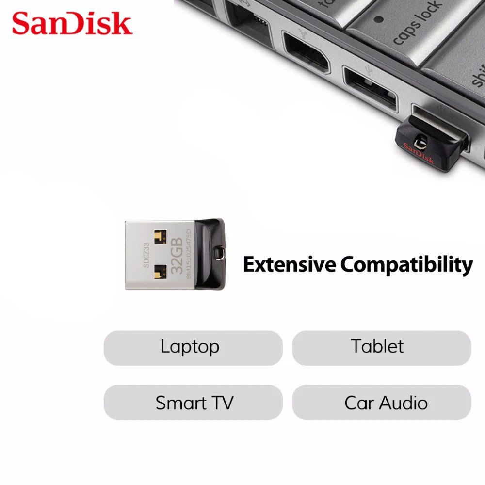 SanDisk USB 2,0 CZ33 флеш-накопитель 64 ГБ 32 ГБ 16 ГБ 8 ГБ мини USB флеш-накопитель Поддержка официальной проверки